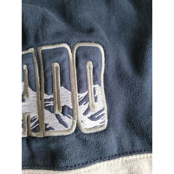 Renegade Mens L Hoodie Colorado Embroidered Trees Colorblock Blue Grey Pocket - Picture 9 of 16